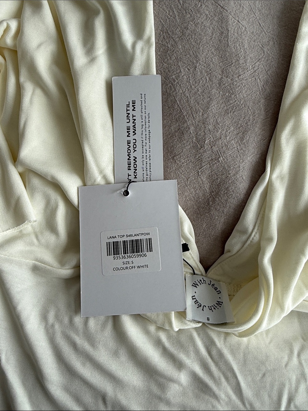 With Jean Cream Draped V-Neck Top - Picture 2 of 3